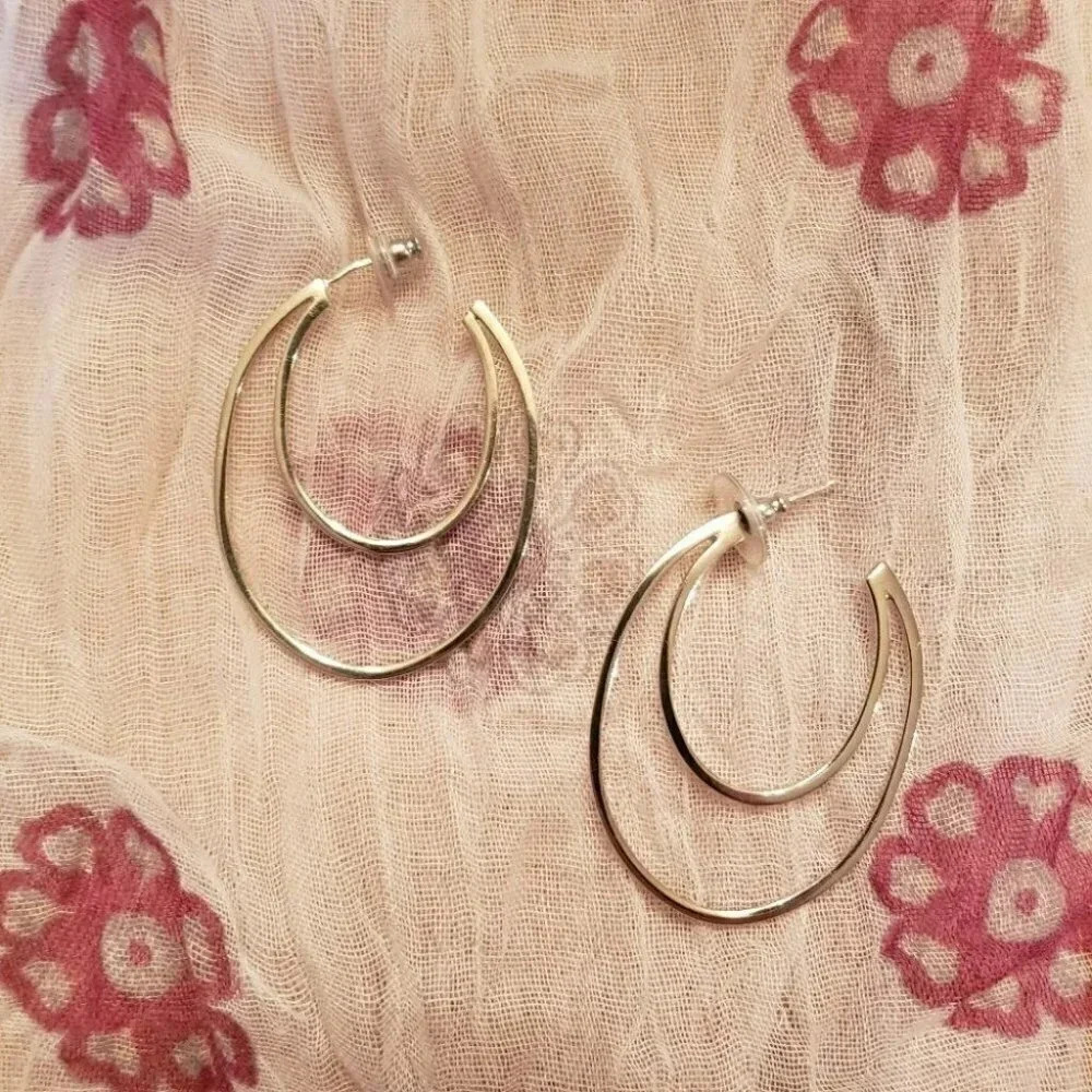 Sterling silver double hoop earrings
